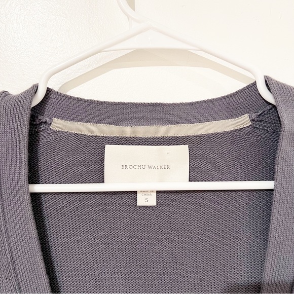 Brochu Walker The Horne Button Back Cashmere Blend Cardigan in Smoke Grey - Picture 8 of 12